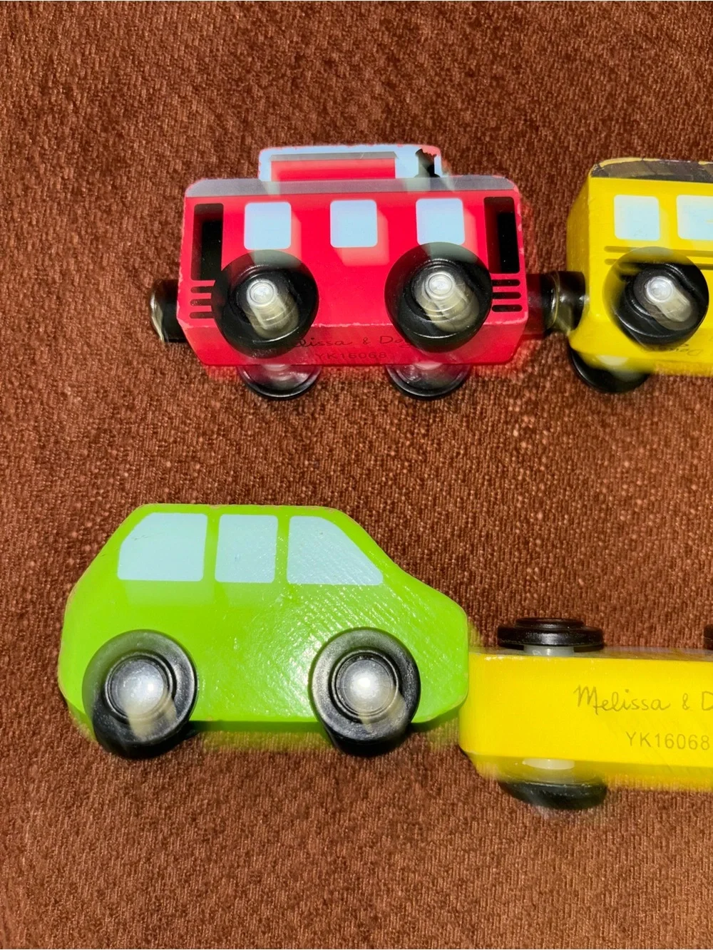 Melissa & Doug Wooden Magnetic Train & Car Vehicle Set (8) Multicolor Kids Cars